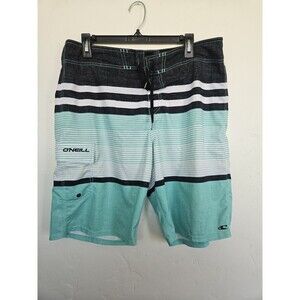 O'Neill Men's Board Shorts Swim Trunks,  Size 34, Turquoise/white/black